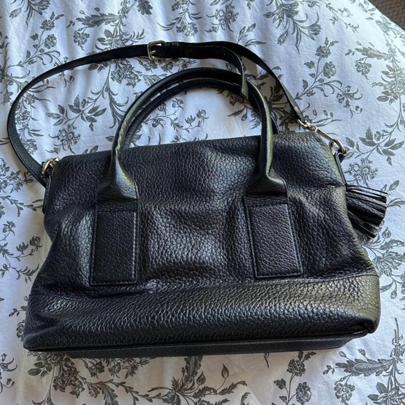 Kate Spade Fold-over Tassel Black Pebbled Leather Bag - Picture 3 of 5